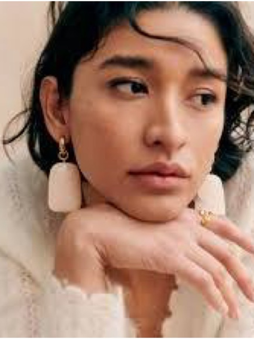 Sézane Joao Elegant Cream Drop Earrings - Lightweight Statement Jewelry.